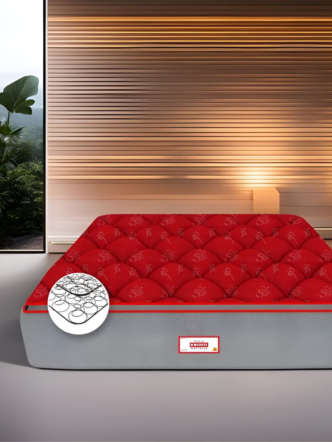 

COIRFIT Red & Grey Printed Anti-Bacterial Bonnell Spring Queen Mattress