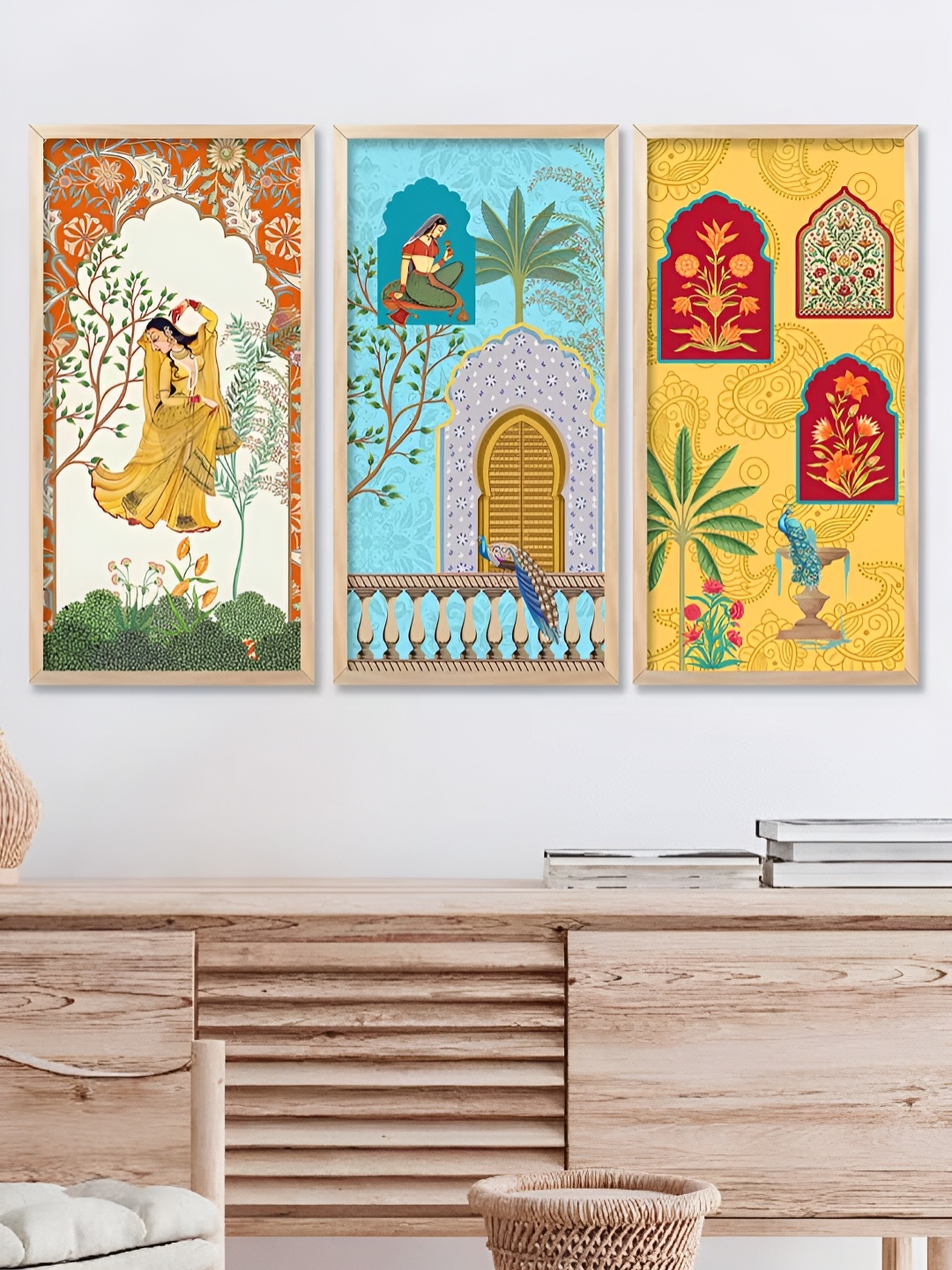 

Kotart Brown & Blue 3 Pieces Wooden Wall Paintings