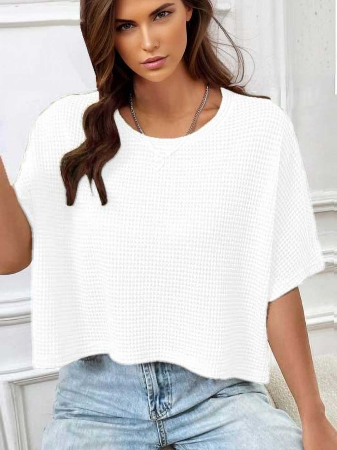

PIVL Women Extended Sleeves Pockets T-shirt, White