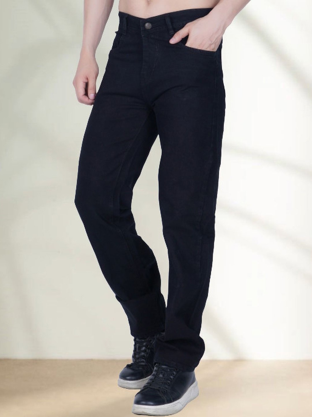 

LINARIA Men Classic Mid-Rise Jogger Stretchable Jeans, Black