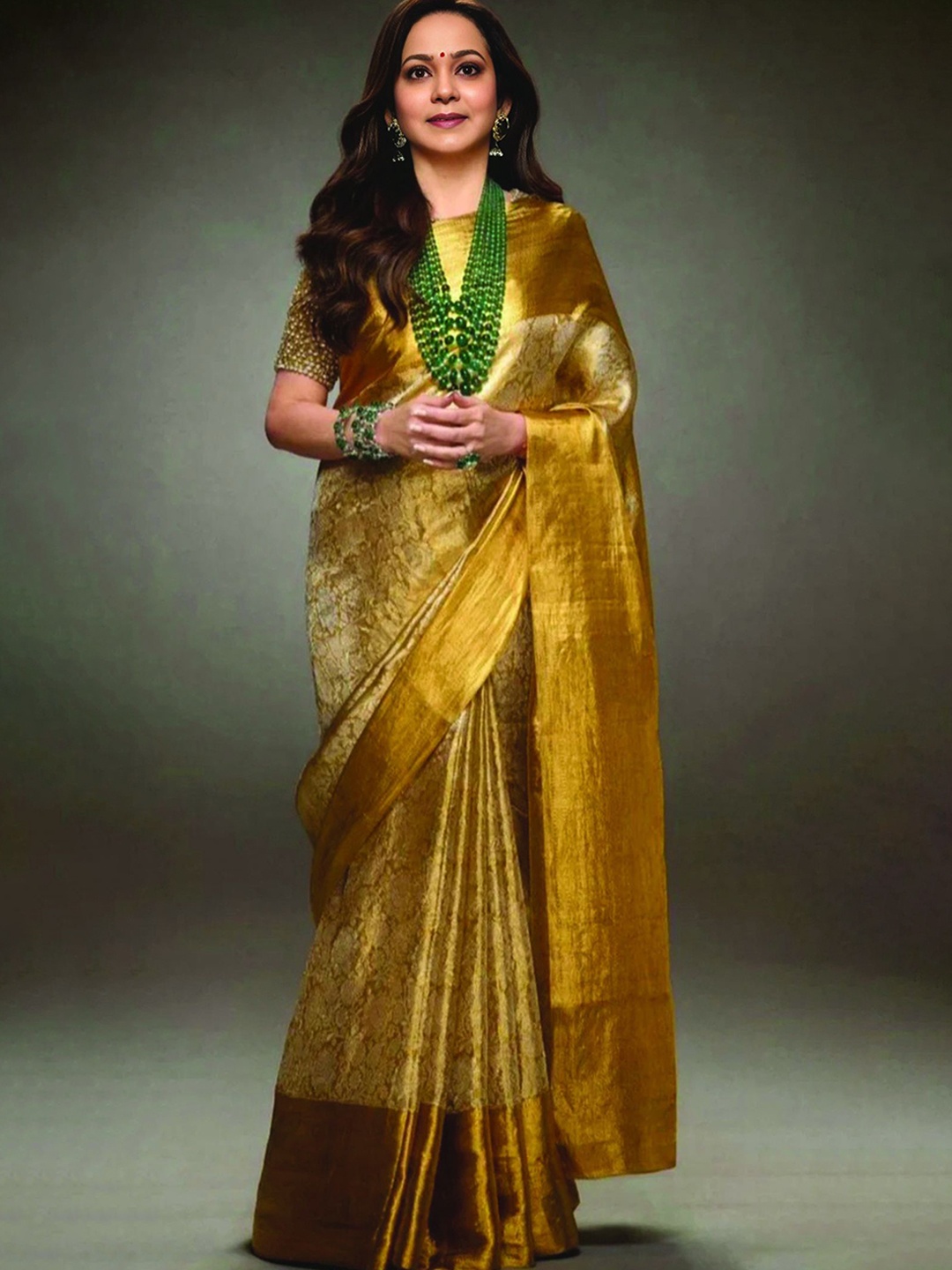 

yourwish Woven Design Zari Tissue Designer Banarasi Saree, Gold