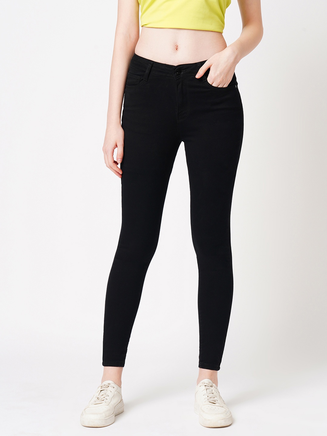 

Kraus Jeans Women Skinny Fit Mid-Rise Jeans, Black