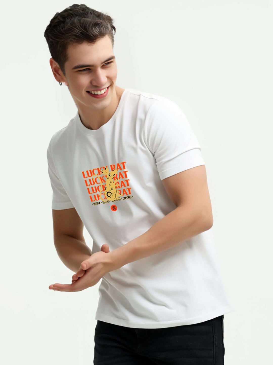 

Enciger Men Printed Applique T-shirt, White