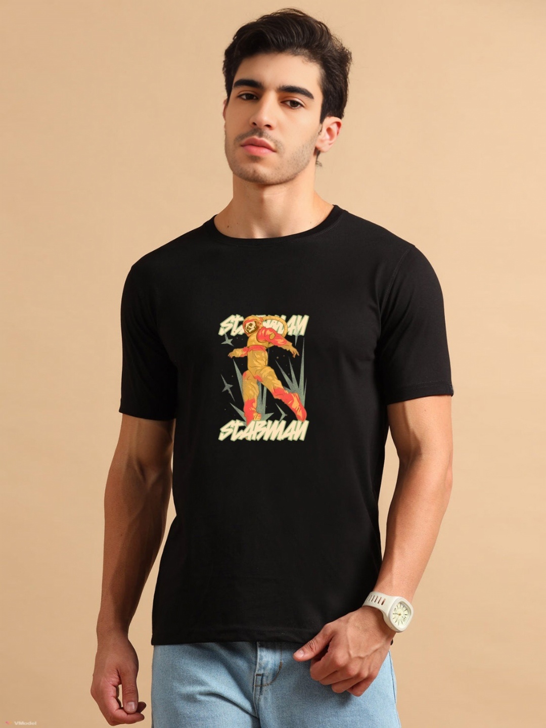 

Enciger Men Printed Applique T-shirt, Black