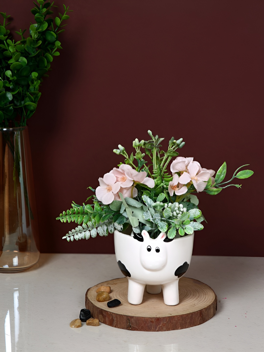

TAYHAA White & Black Oink Charm Printed Ceramic Planter