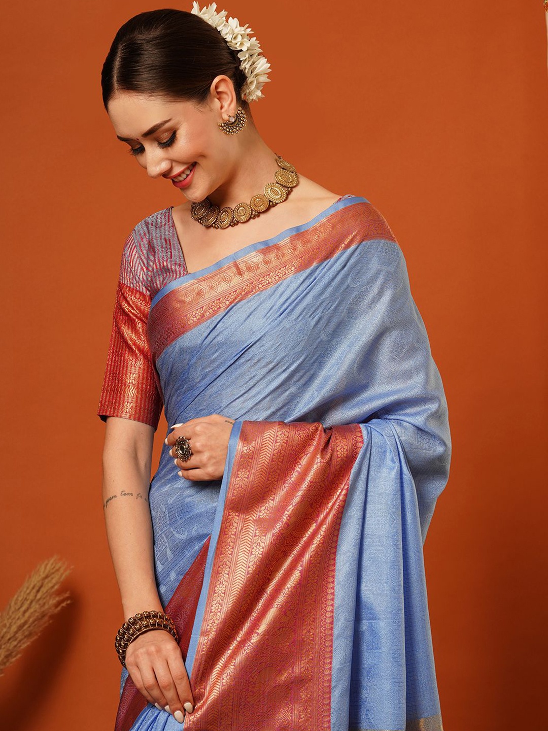 

yourwish Ethnic Motifs Zari Mysore Silk Saree, Blue