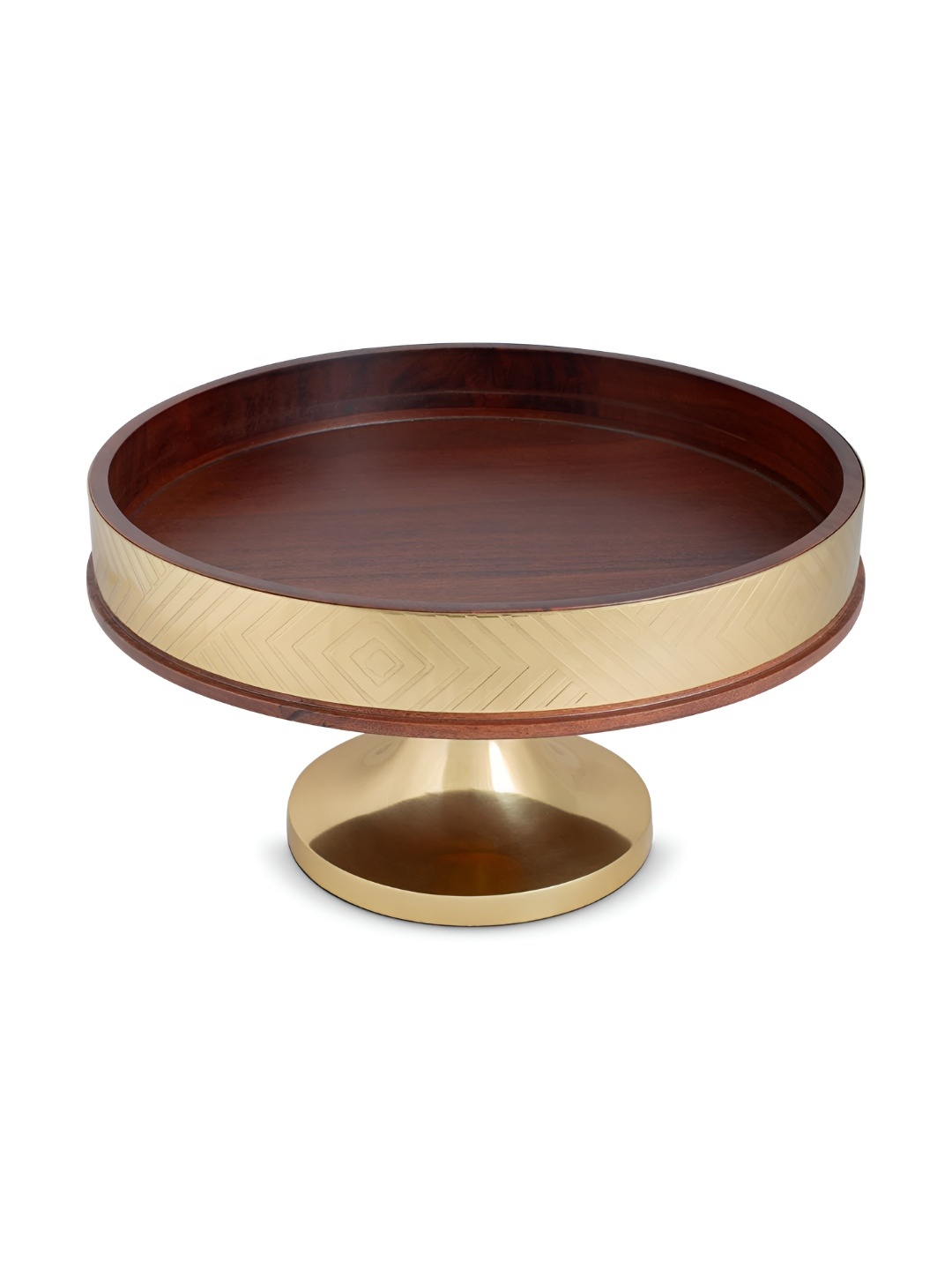 

IAAH Gold-Toned & Maroon Wooden & Metal Cake Stand