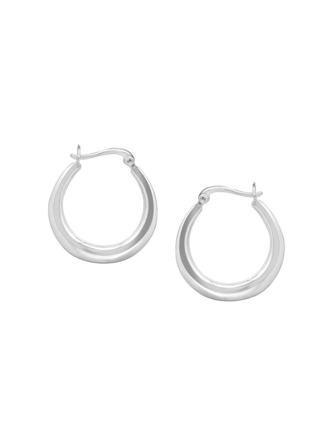 

925 SILLER 925 Sterling Silver Rhodium-Plated Circular Hoop Earrings