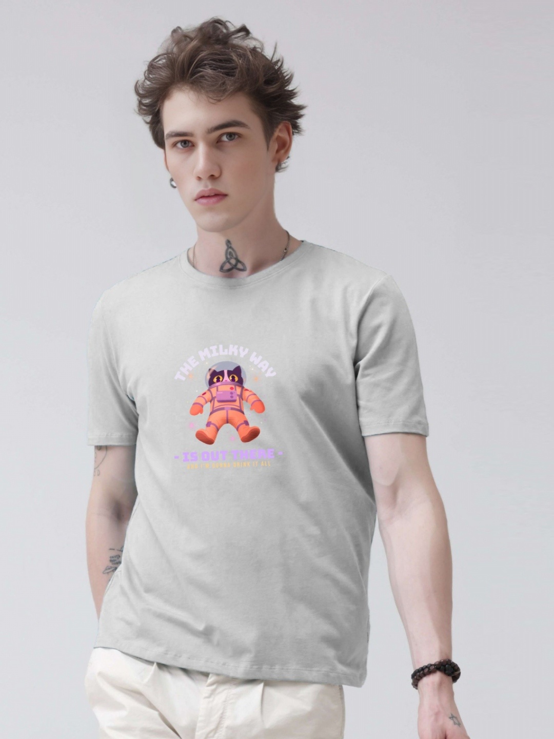 

Enciger Men Printed Applique T-shirt, Grey