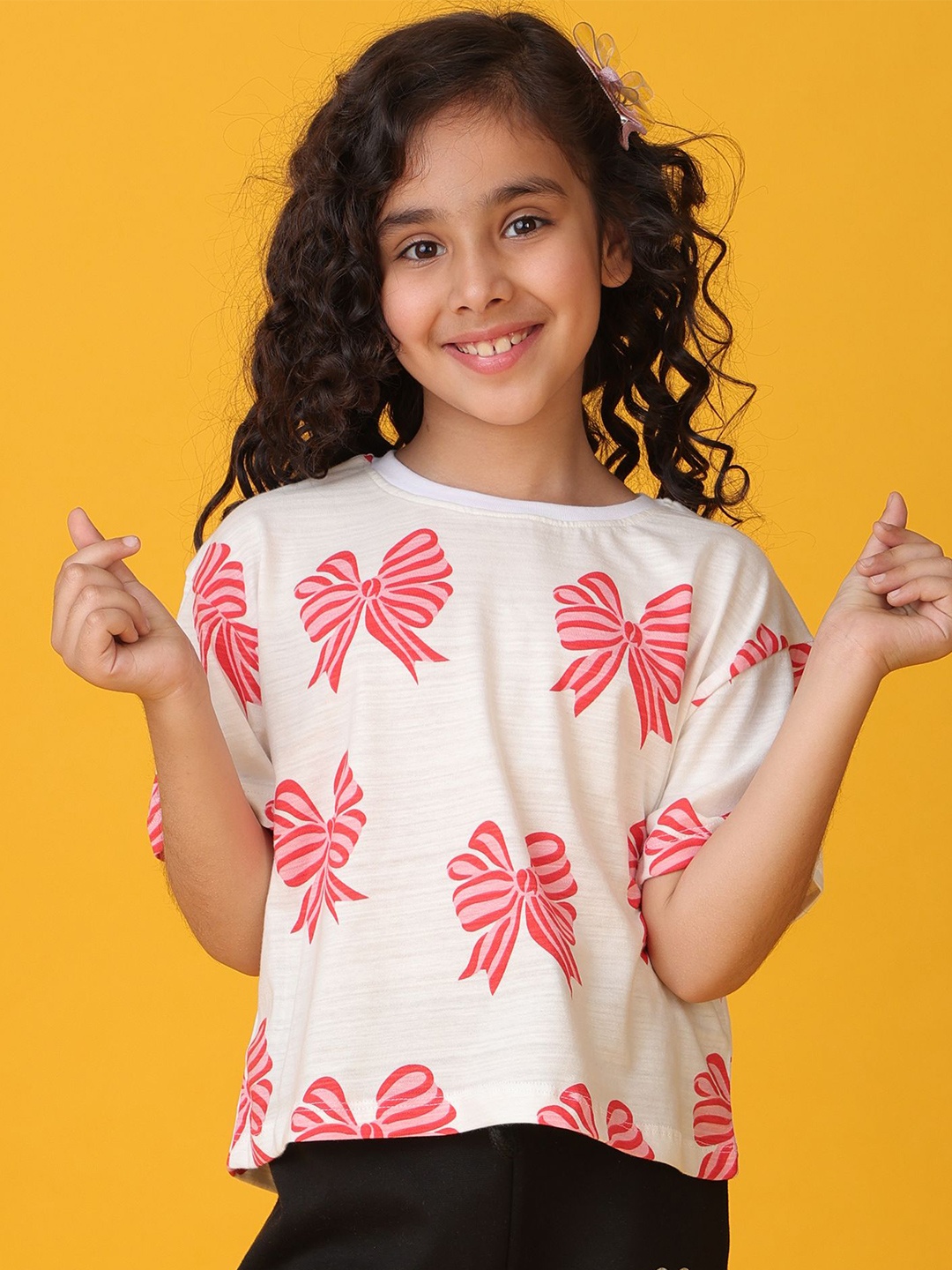 

Anthrilo Girls Printed T-shirt, White