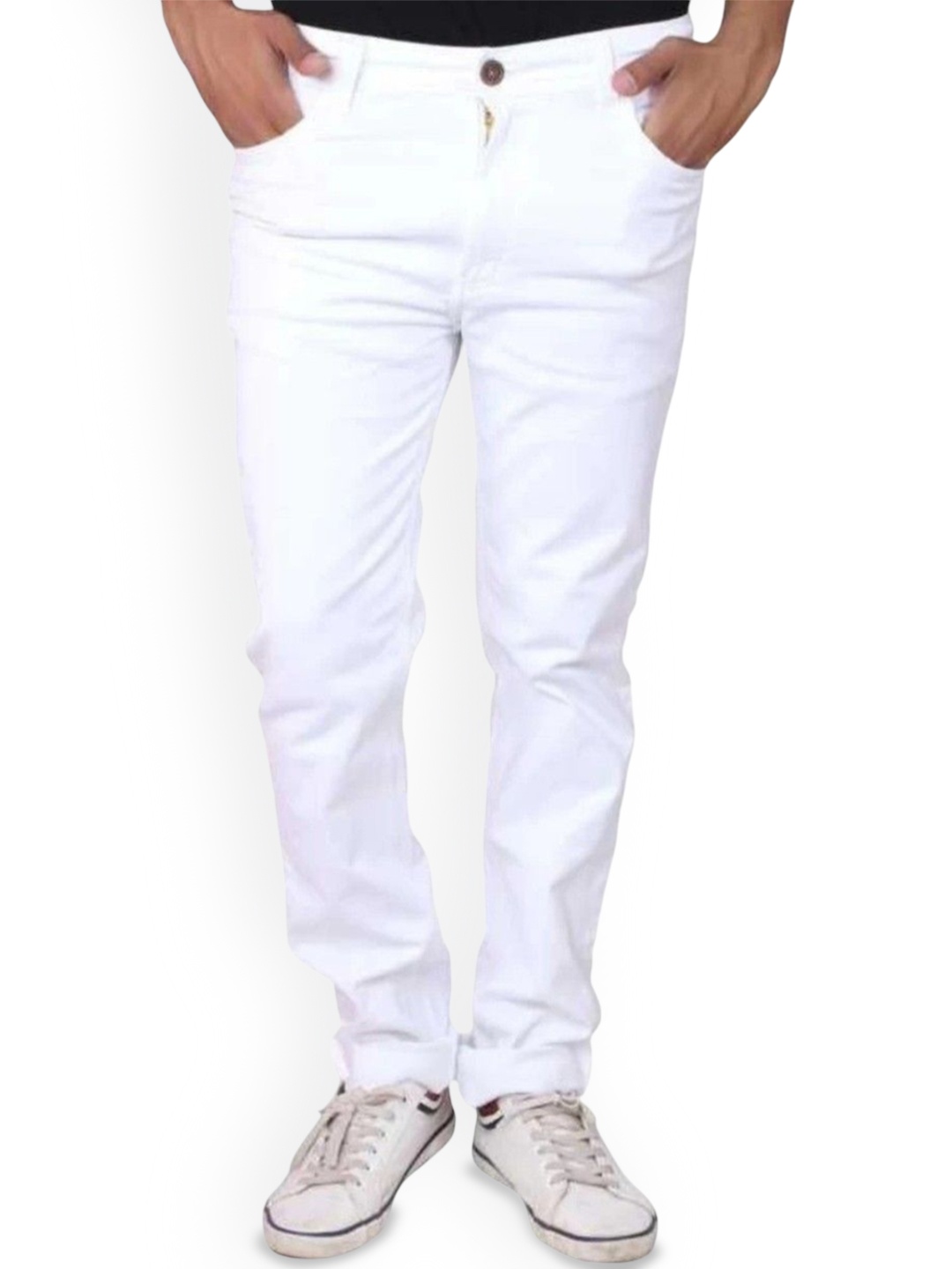 

Linaria Men Classic Slim Fit Mid-Rise Clean Look Jeans, White