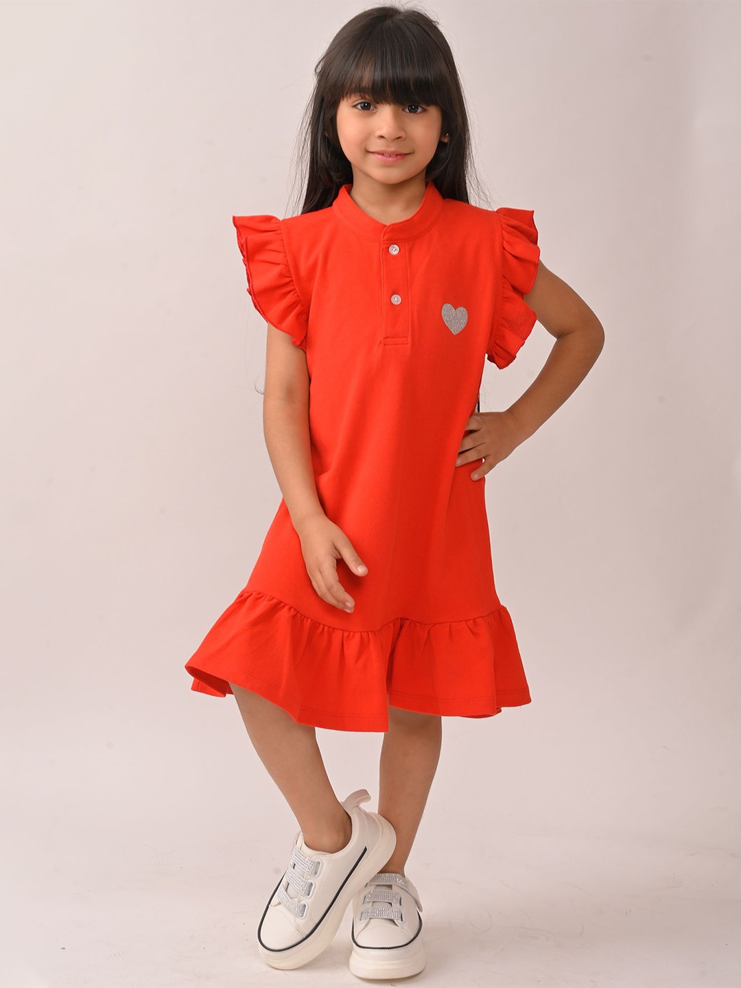 

Anthrilo Girls Flutter Sleeve Fit & Flare Dress, Orange