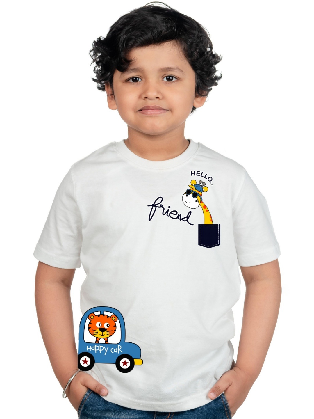

Chombooka Kids Typography Printed Applique T-shirt, White