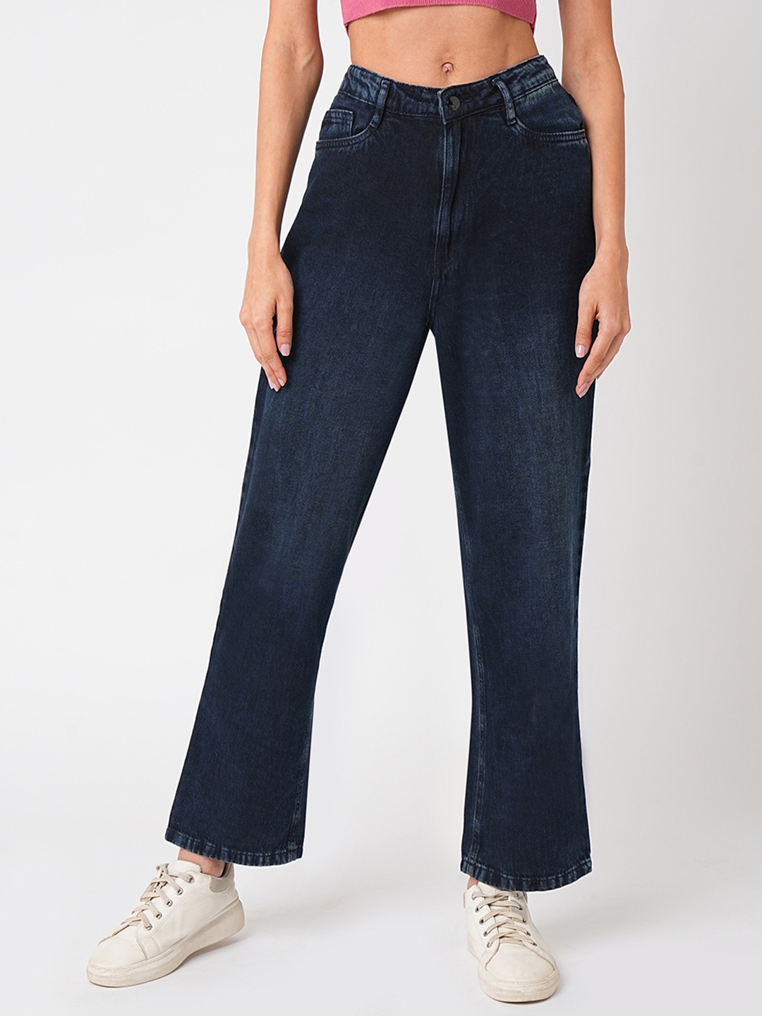 

Kraus Jeans Women Straight Fit High-Rise Light Fade Jeans, Blue
