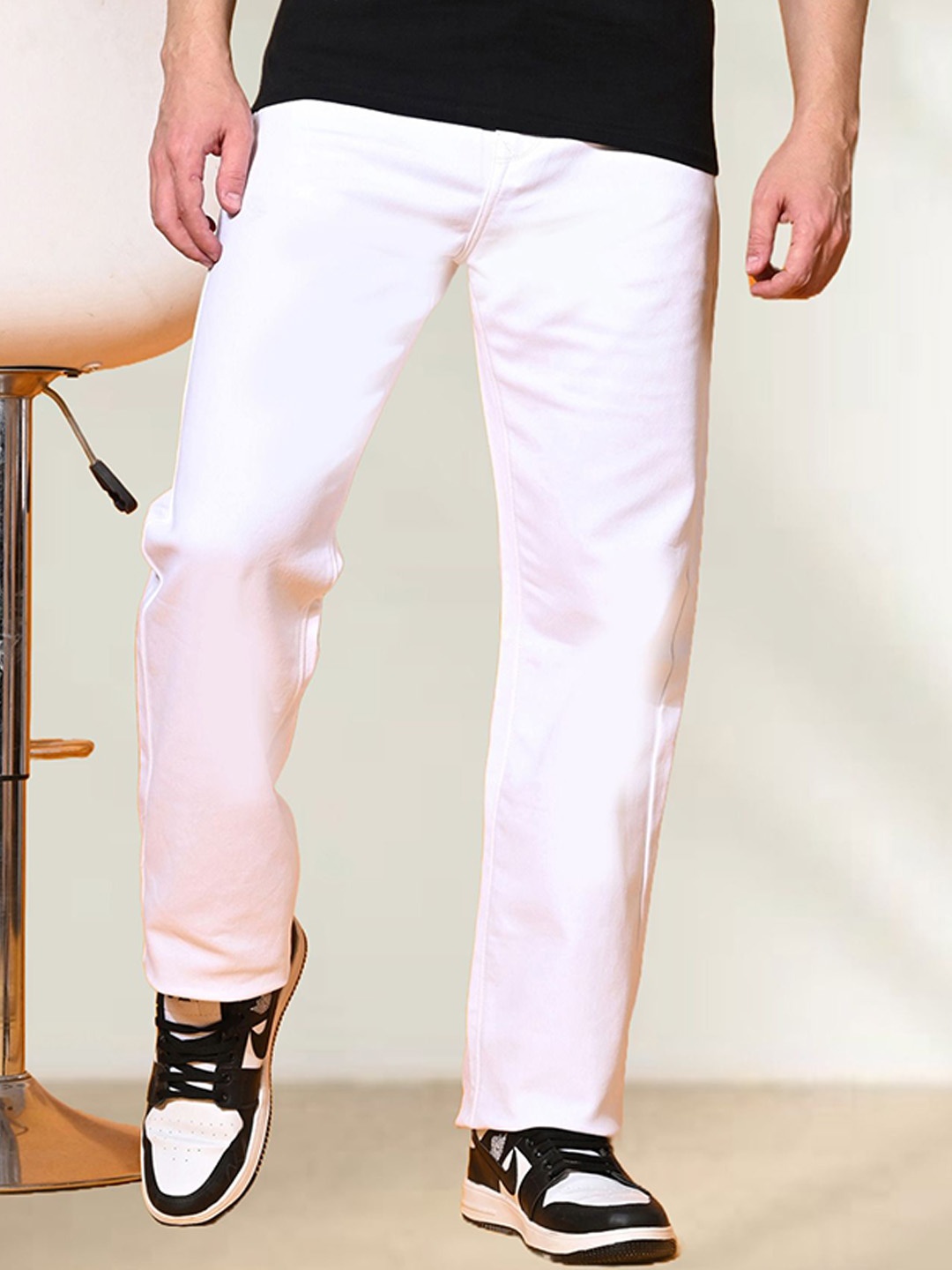 

LINARIA Men Classic Relaxed Fit Stretchable Jeans, White