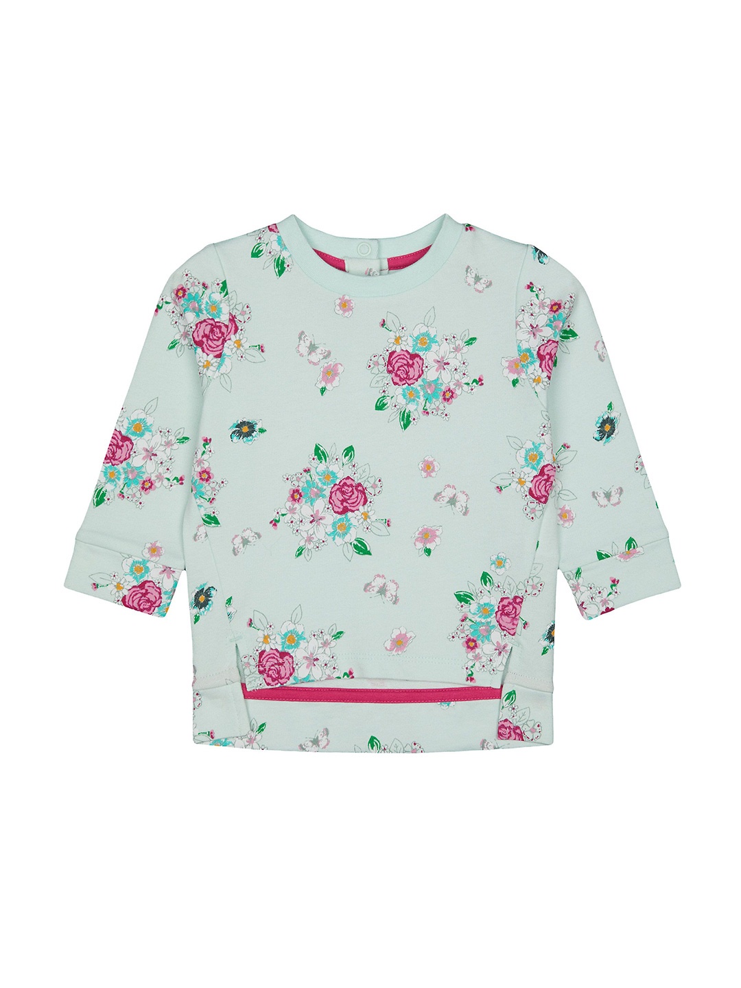 

mothercare Girls Floral Printed Pullover Sweatshirt, Blue