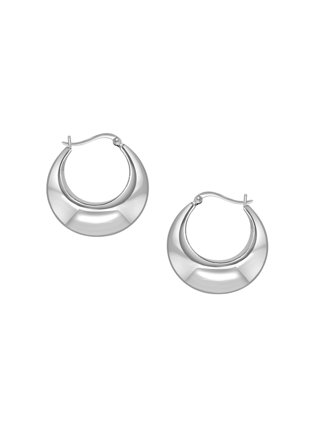

925 SILLER 925 Sterling Silver Rhodium-Plated Circular Shaped Hoop Earrings