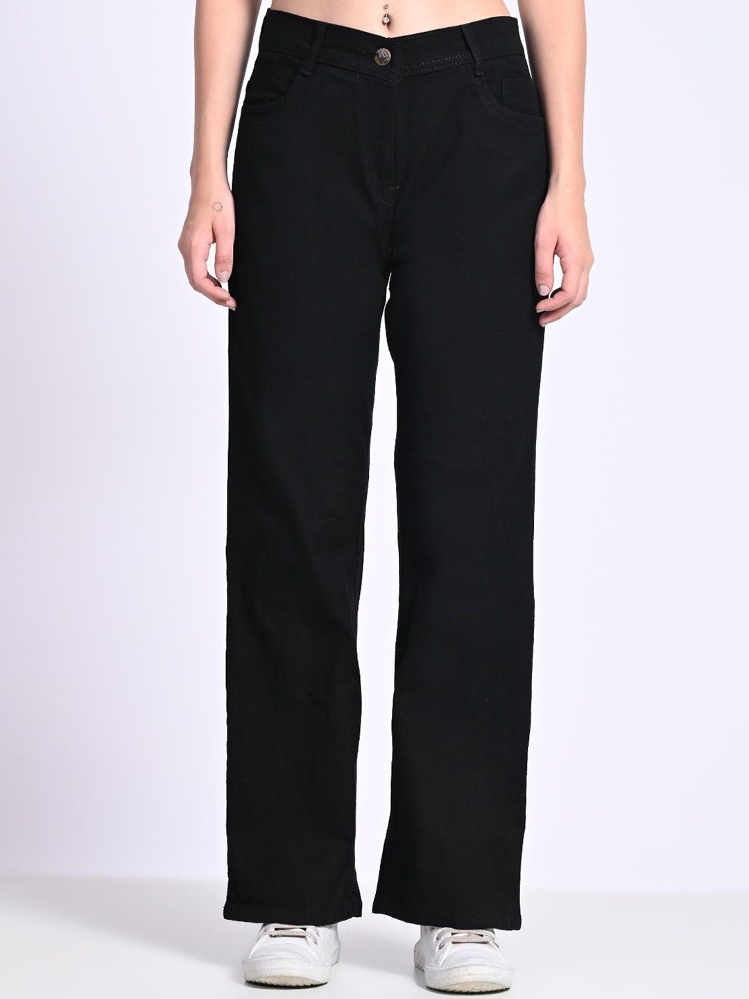 

LINARIA Women Classic Boyfriend Fit Cotton Jeans, Black