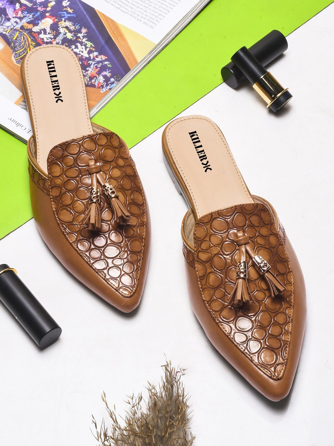 

Killer Women Ethnic Mules with Tassels Flats, Tan