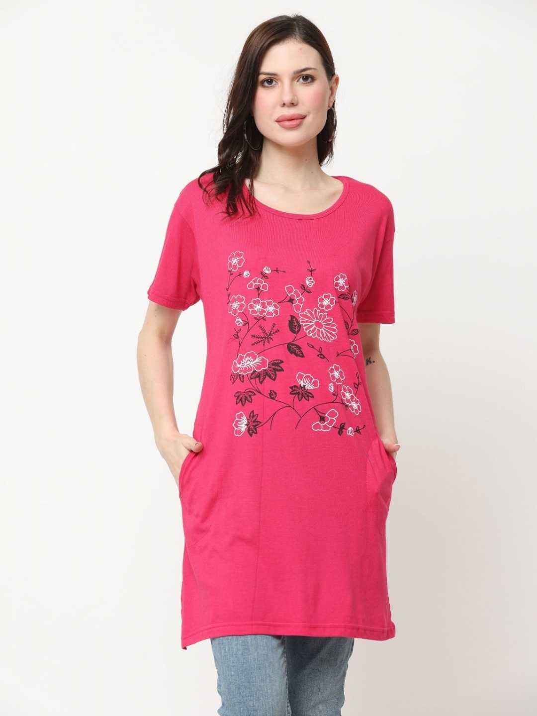 

DDASPRATION Women Floral Printed T-shirt, Pink