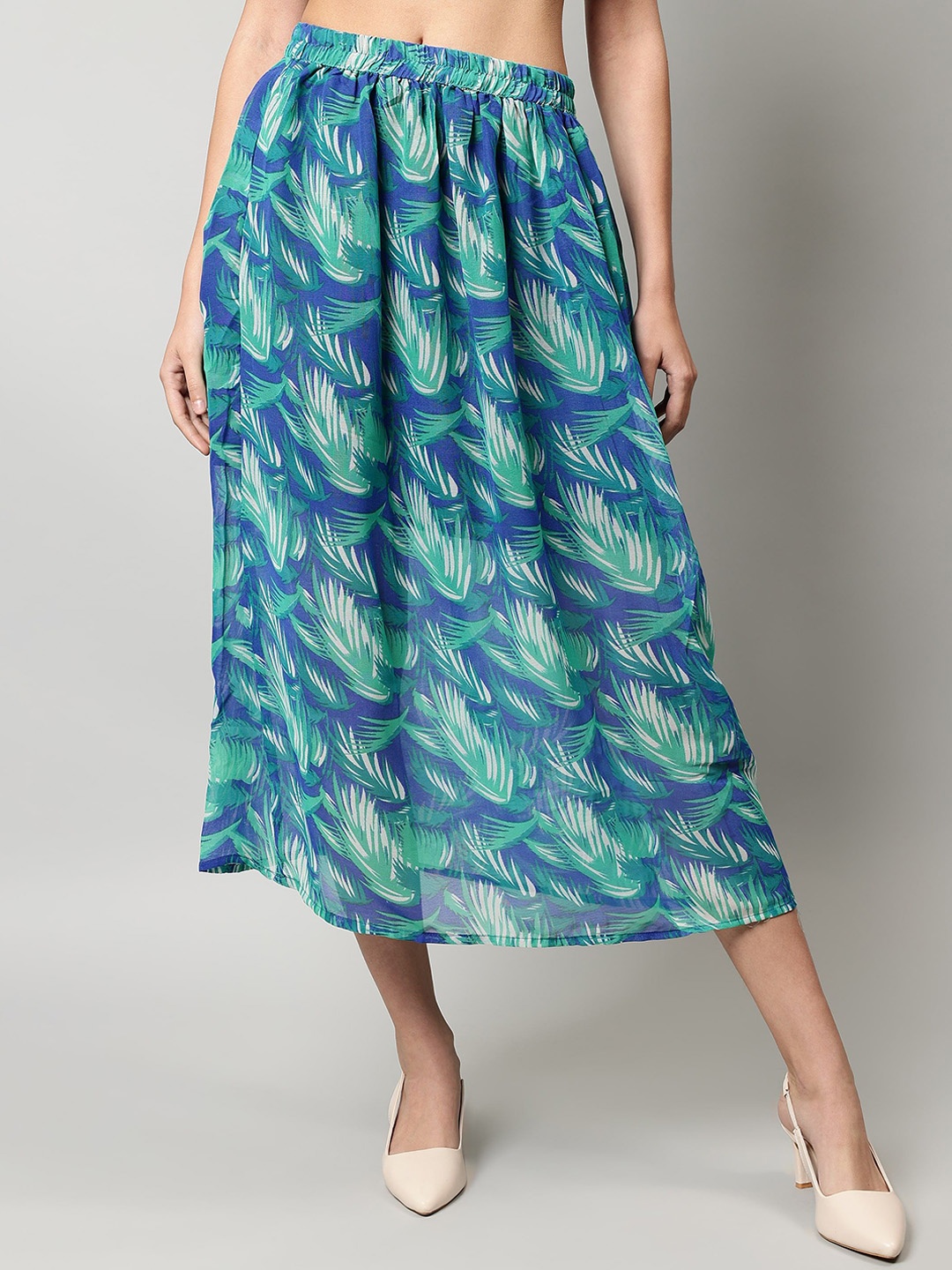 

Cot'N Soft Women Abstract Printed A Line Midi Skirt, Blue