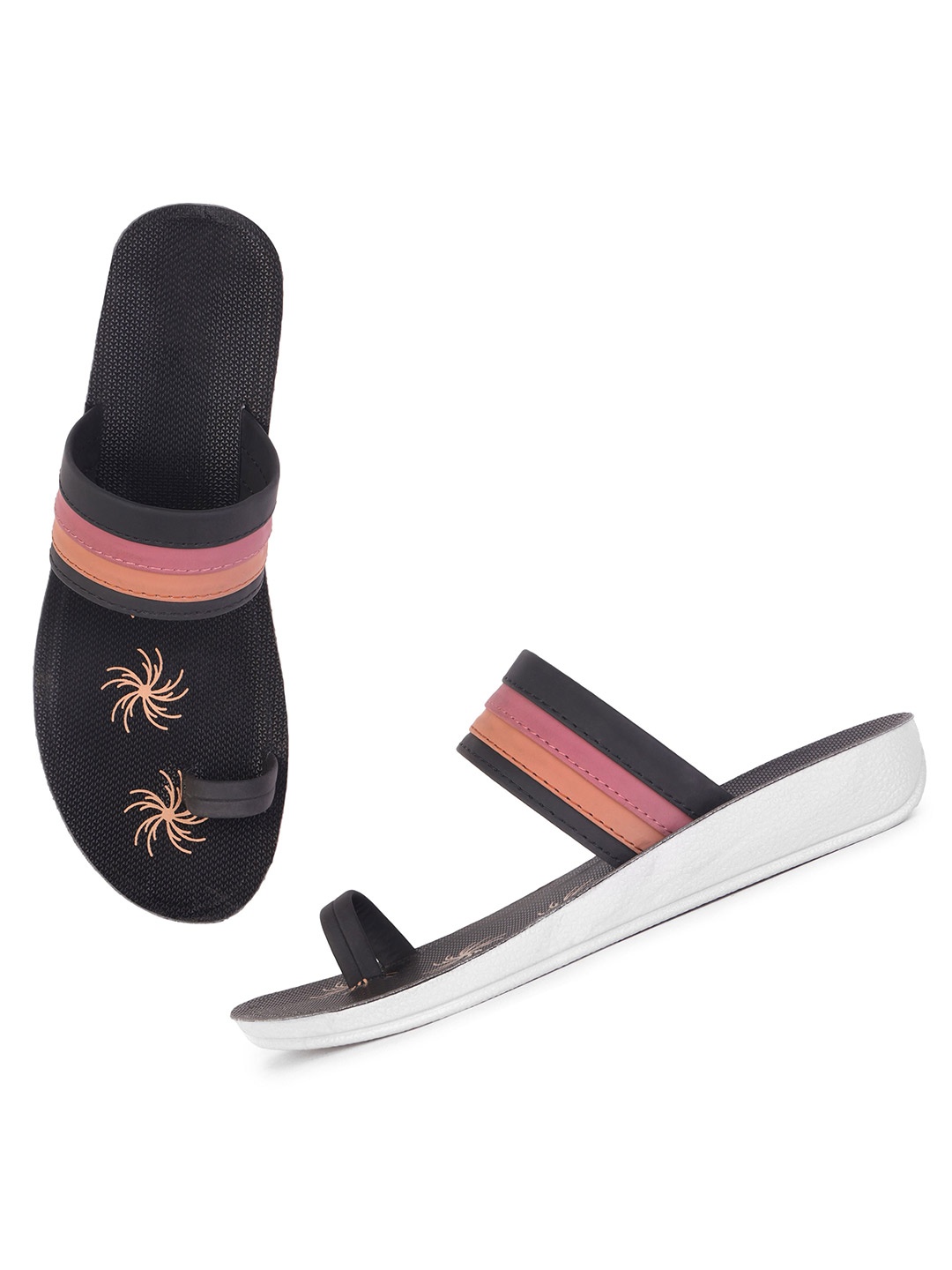 

PENNEN Women Printed One Toe Comfort Sandals, Black