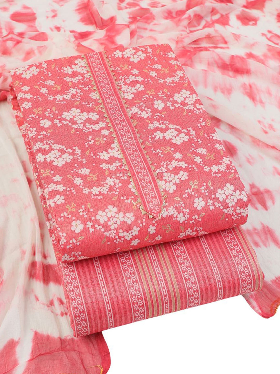 

Sun Fashion And Lifestyle Floral Printed Unstitched Dress Material, Peach
