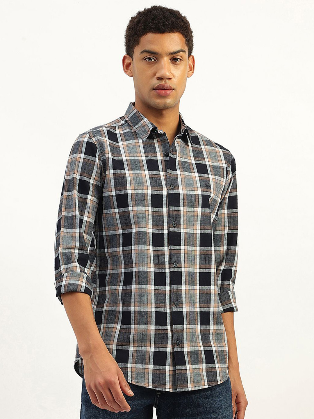 

United Colors of Benetton Men Tartan Checks Opaque Checked Casual Shirt, Multi
