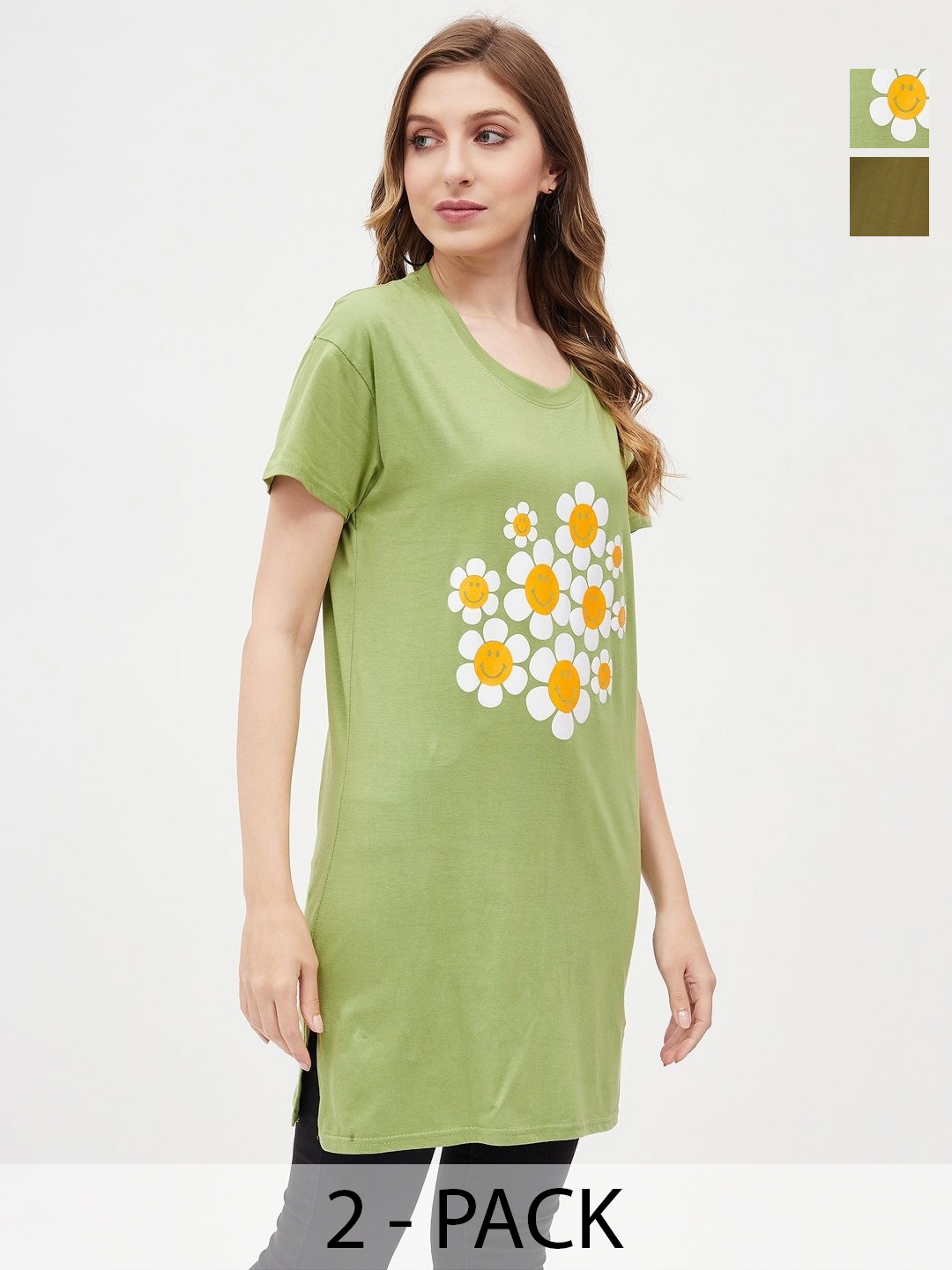 

Dreambe Women 2 Printed Applique T-shirt, Multi