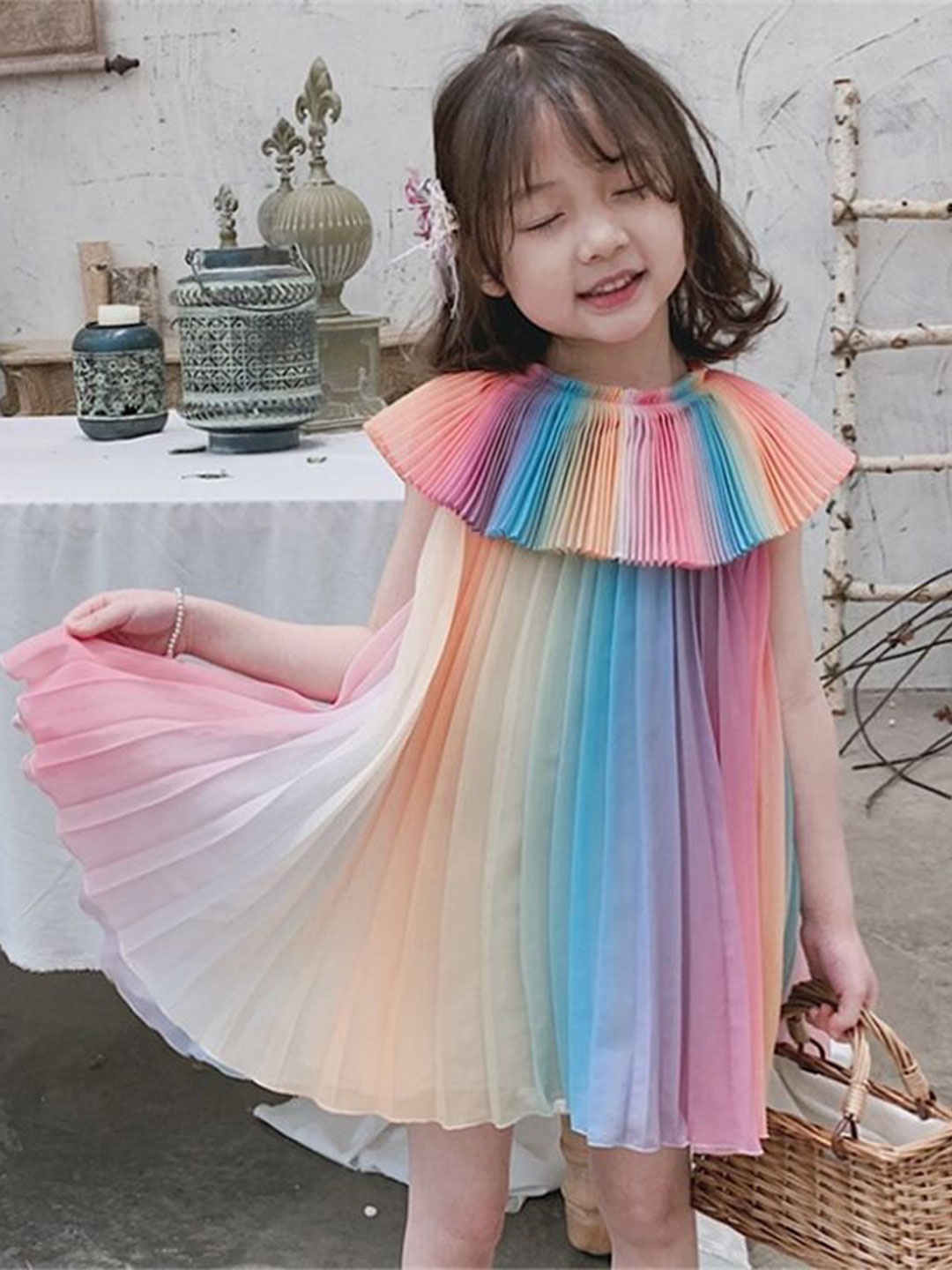 

StyleCast x Revolte Girl Ombre Peter Pan Collar Sleeveless A-Line Knee Length Dress, Blue