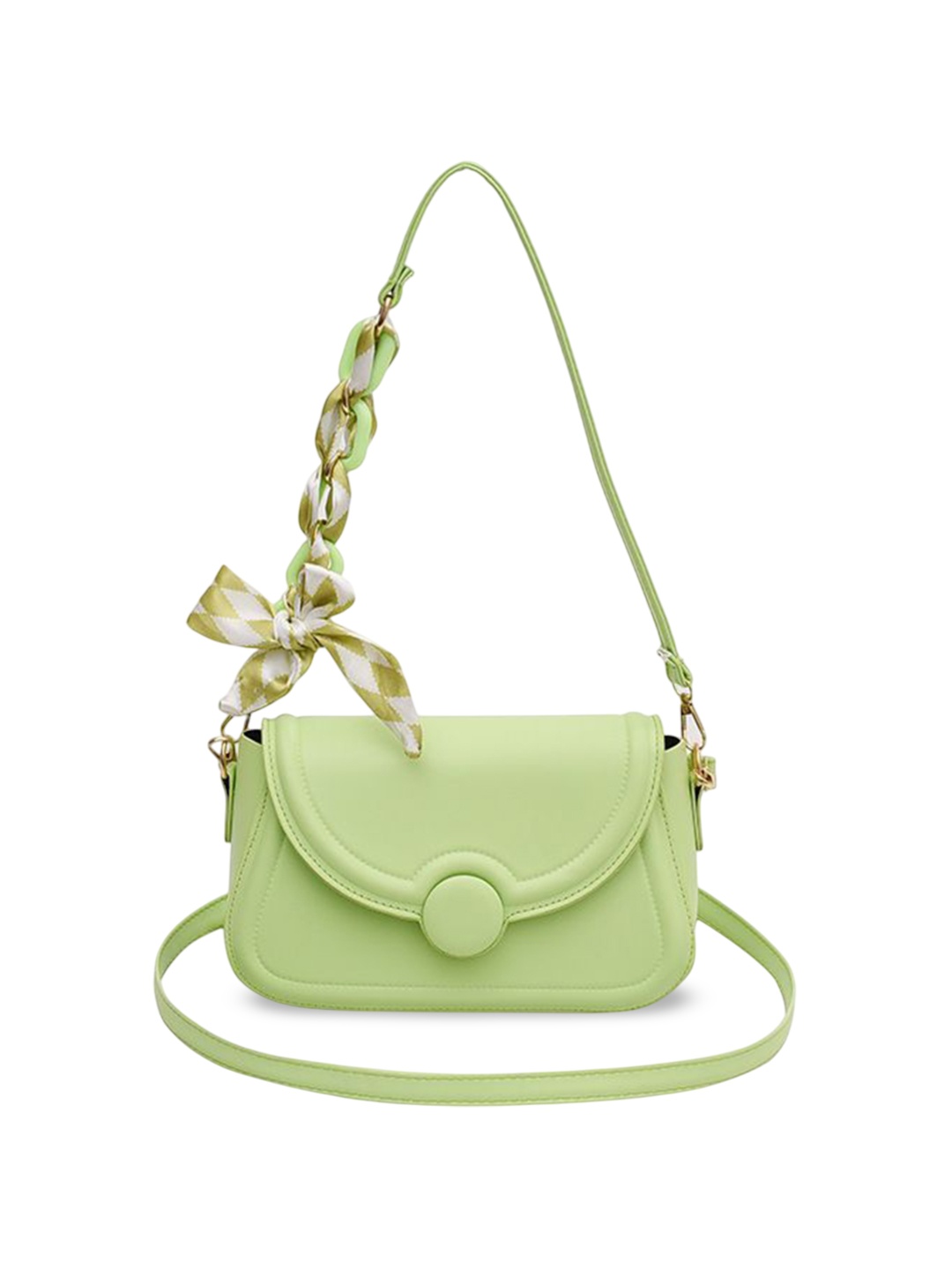 

DressBerry PU Half Moon Handheld Bag with Quilted, Green