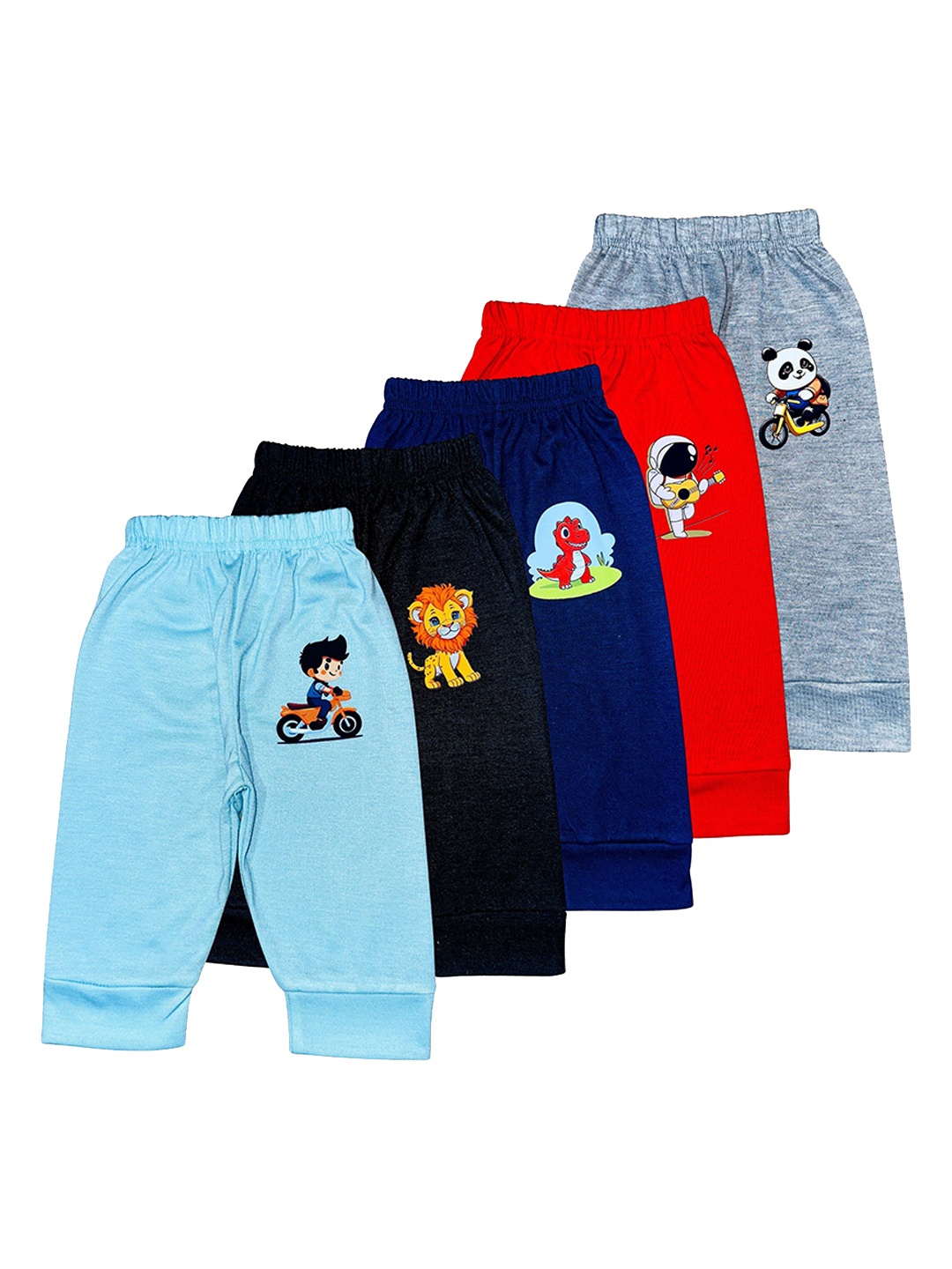 

Surfbae Kids Pack Of 5 Cotton Relaxed Fit Mid-Rise Track Pants, Red