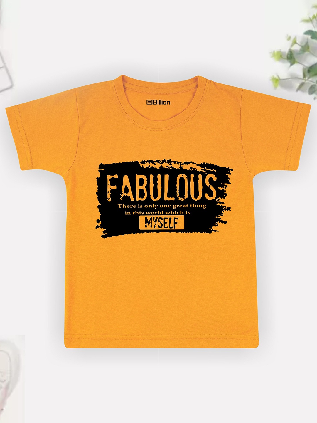 

Billion Boys Printed Bio Finish Applique T-shirt, Mustard