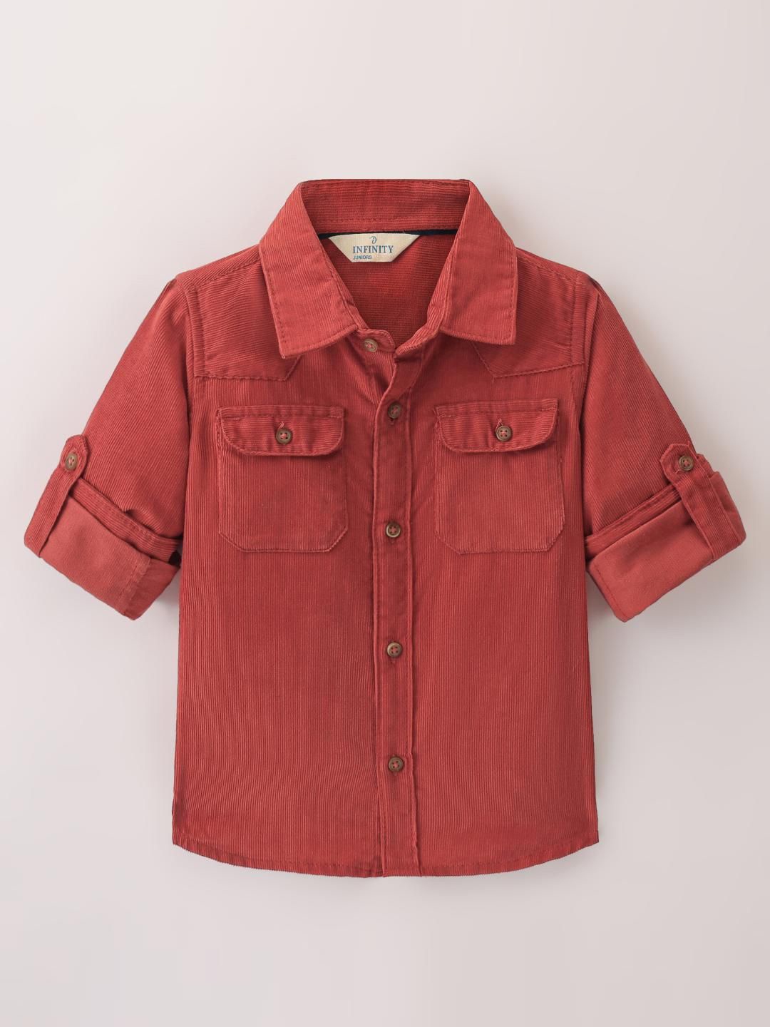 

Infinity Boys Tailored Fit Opaque Casual Shirt, Red
