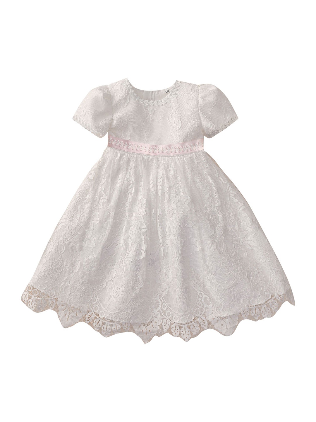 

StyleCast x Revolte Girl Round Neck Puff Sleeves Net Fit and Flare Mini Dress, White