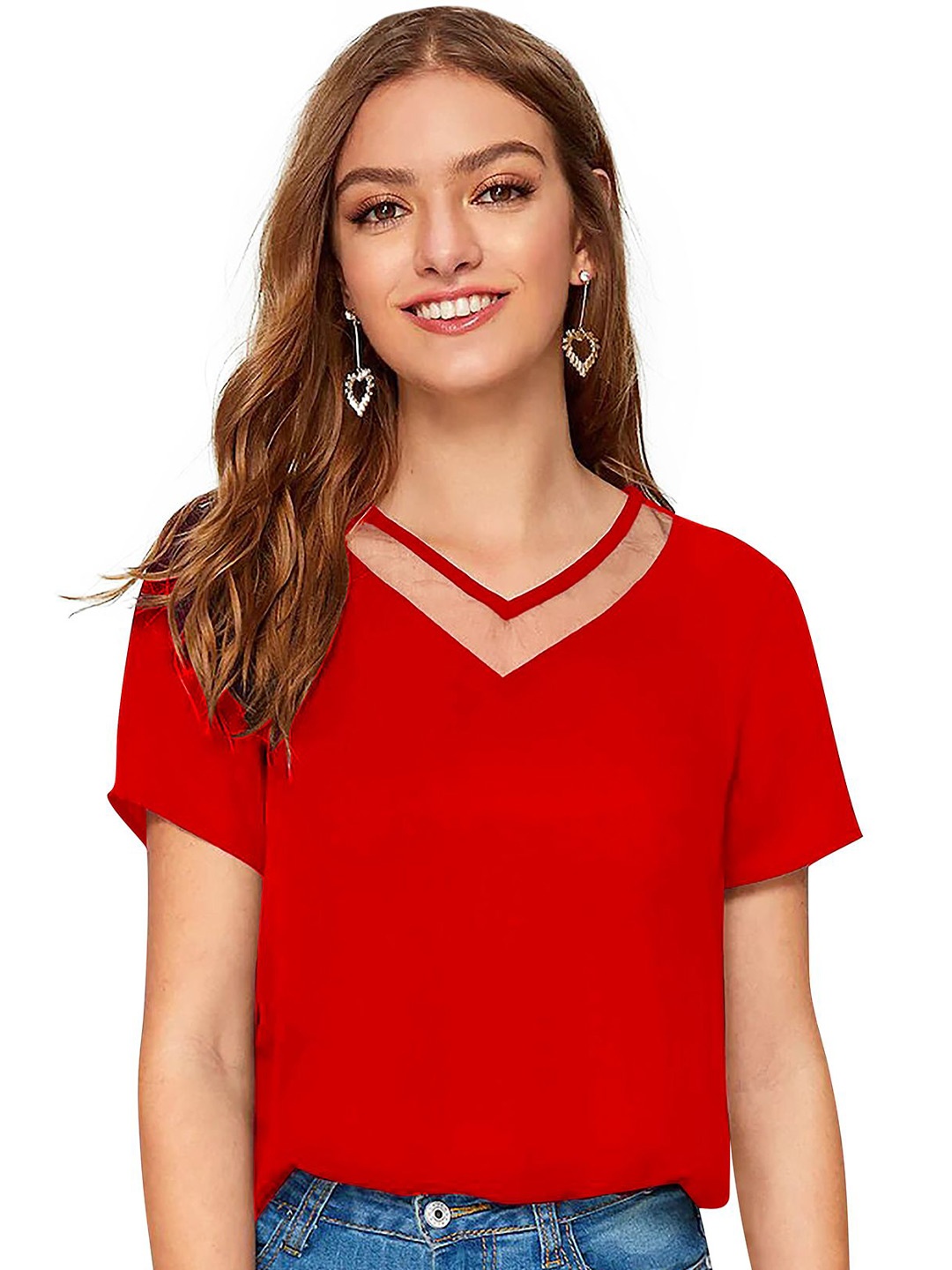 

BAESD V-Neck Top, Red