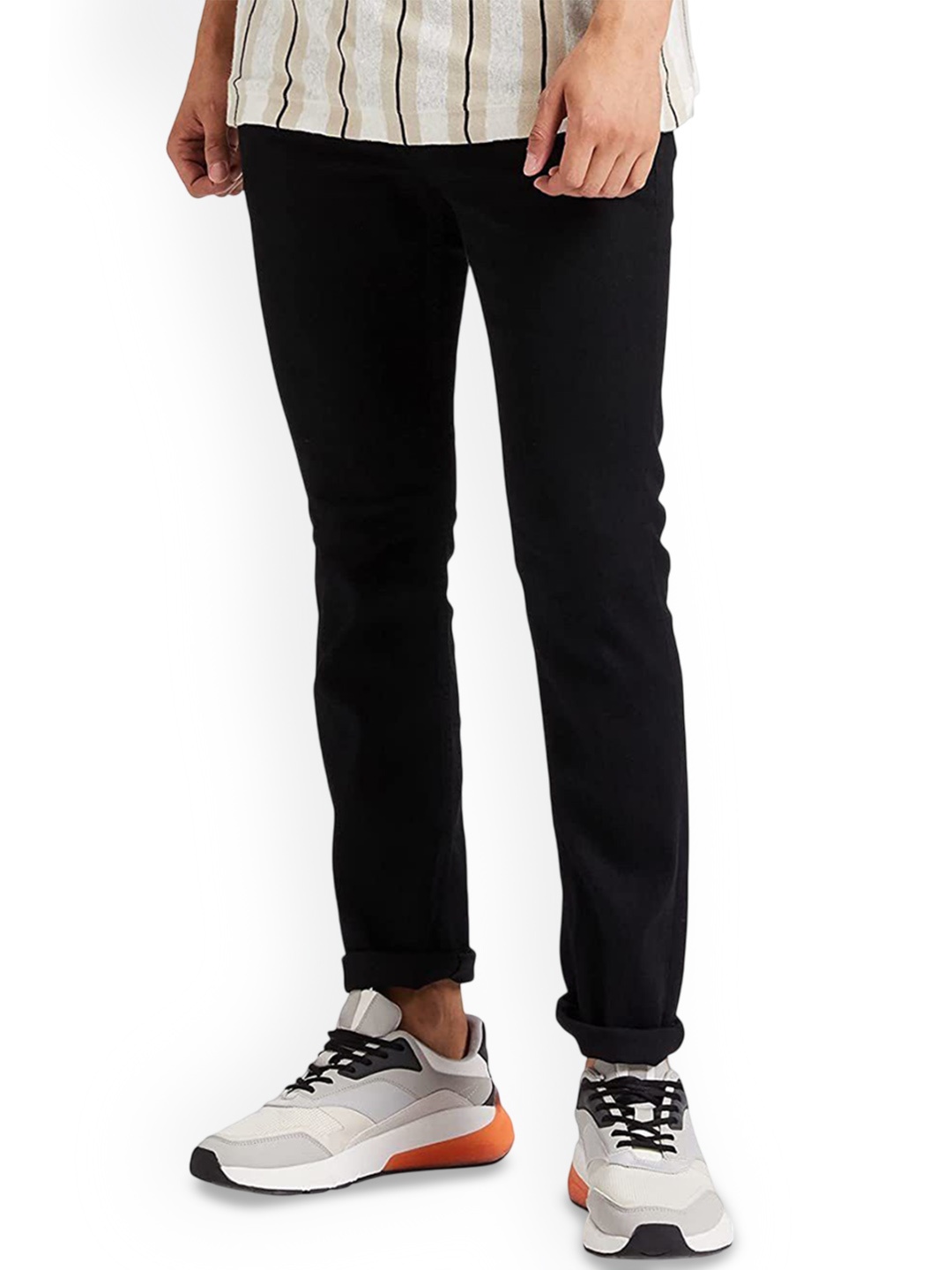 

LINARIA Men Classic Slim Fit Low Distress Jeans, Black