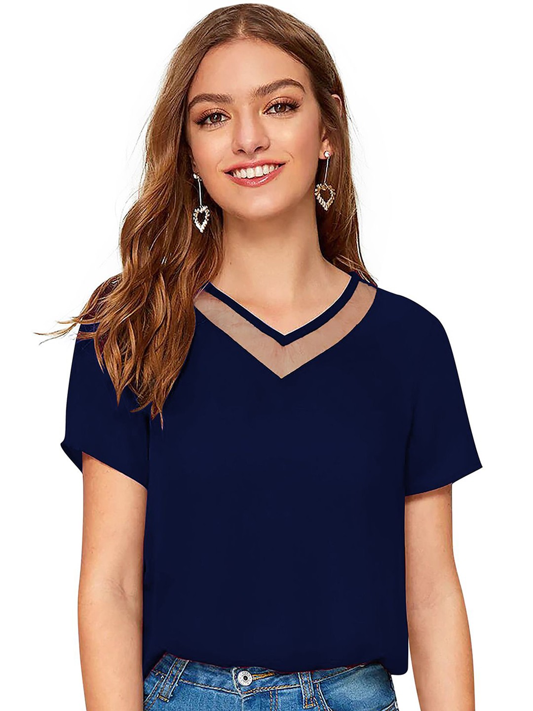 

BAESD Women V-Neck Casual Top, Navy blue