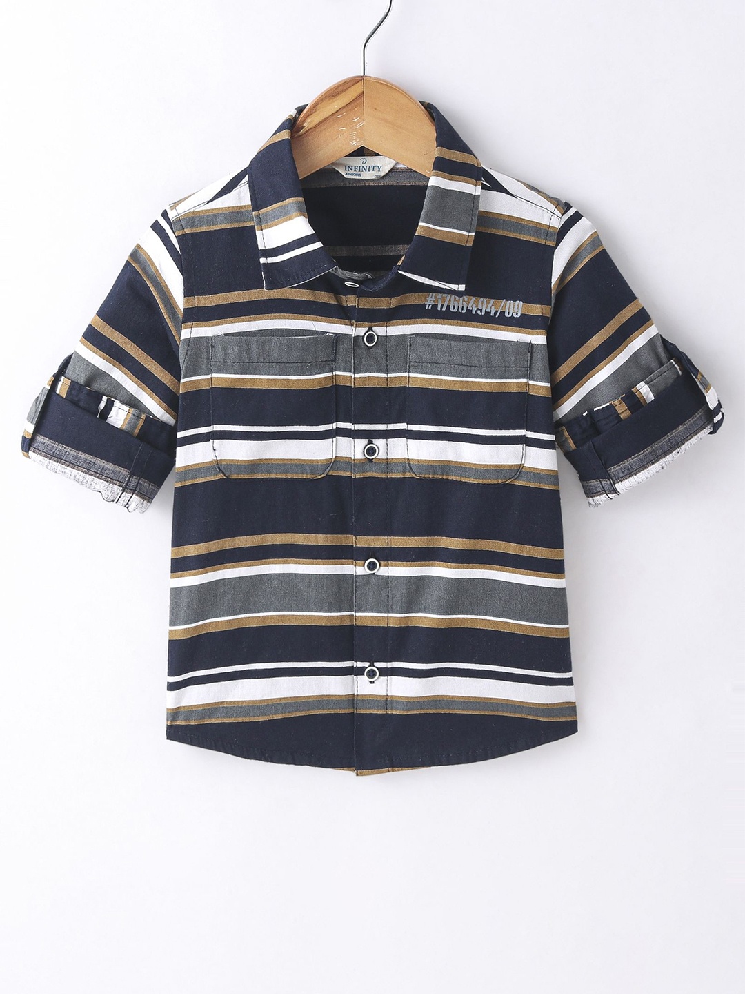 

Infinity Boys Horizontal Stripes Opaque Striped Casual Shirt, Navy blue