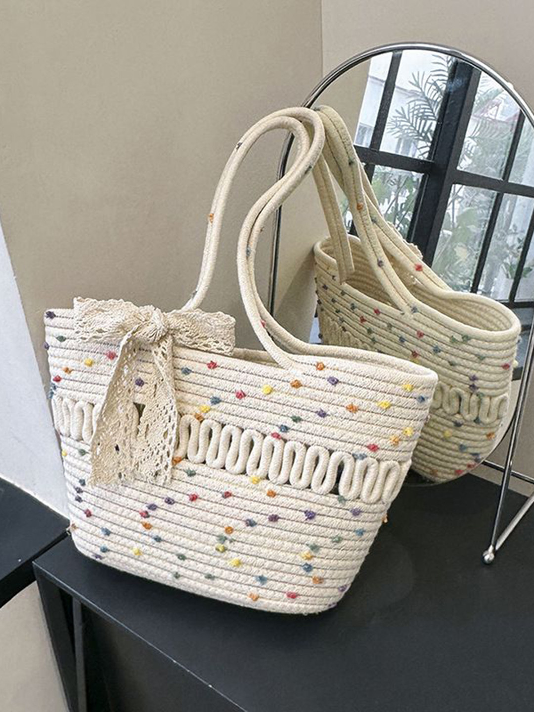 

DressBerry Printed Bucket Handheld Bag, White