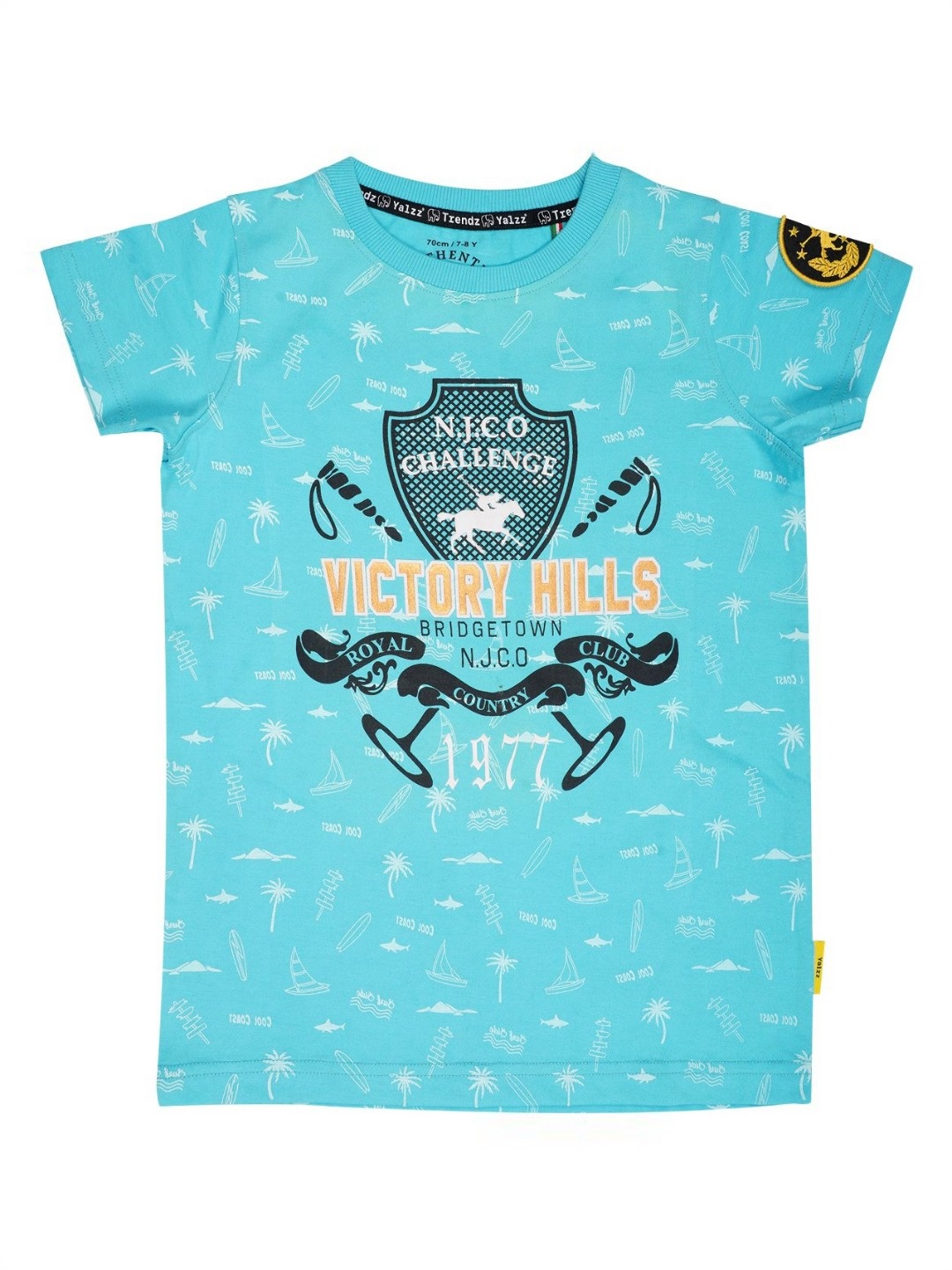 

YALZZ Boys Printed Pockets T-shirt, Blue