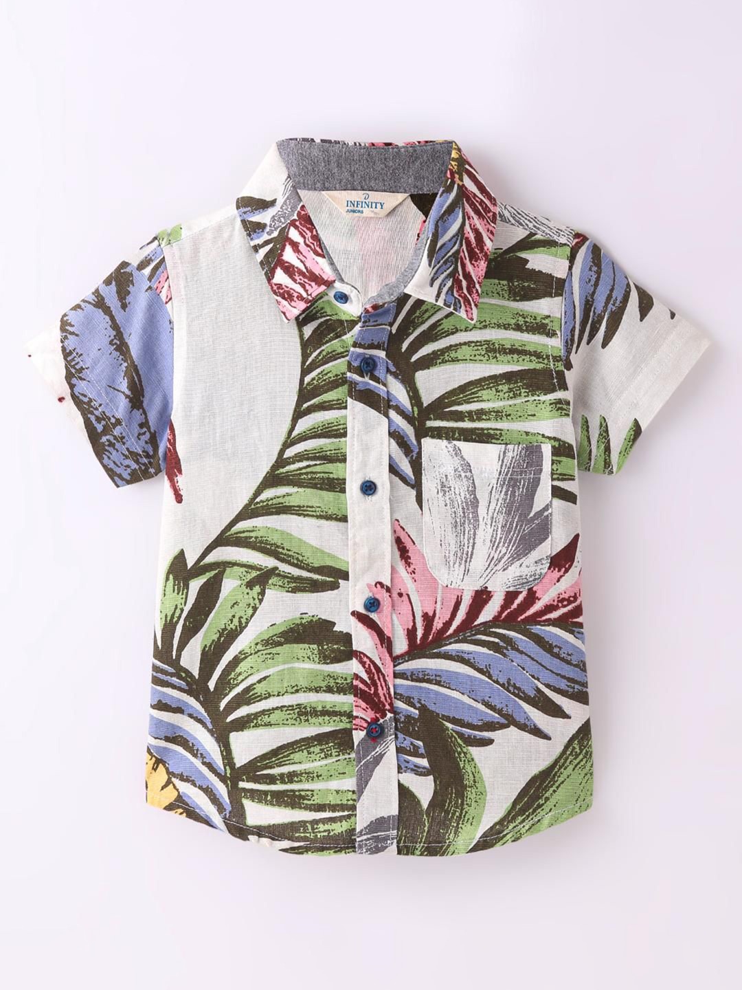 

Infinity Boys Tailored Fit Floral Opaque Printed Casual Shirt, White