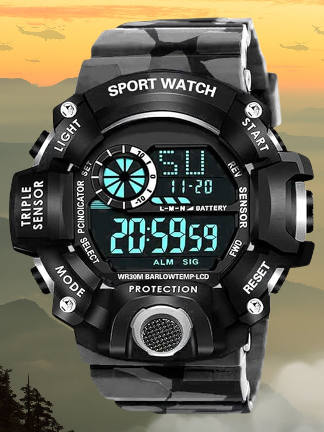 

SWADESI STUFF Kids Dial & Bracelet Style Straps Digital Automatic Watch ARMY GREY 2027