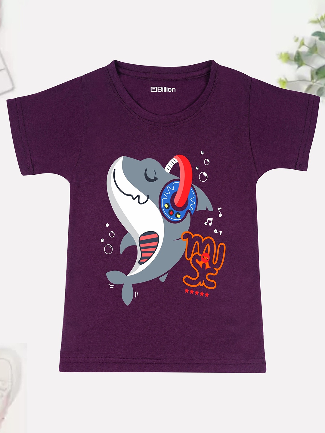 

Billion Boys Printed Bio Finish Applique T-shirt, Purple