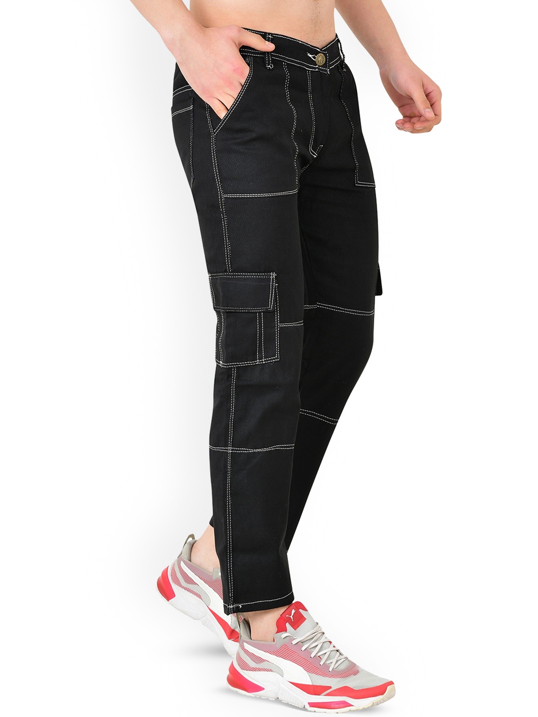 

LINARIA Men Classic Slim Fit Mid-Rise Cotton Jeans, Black