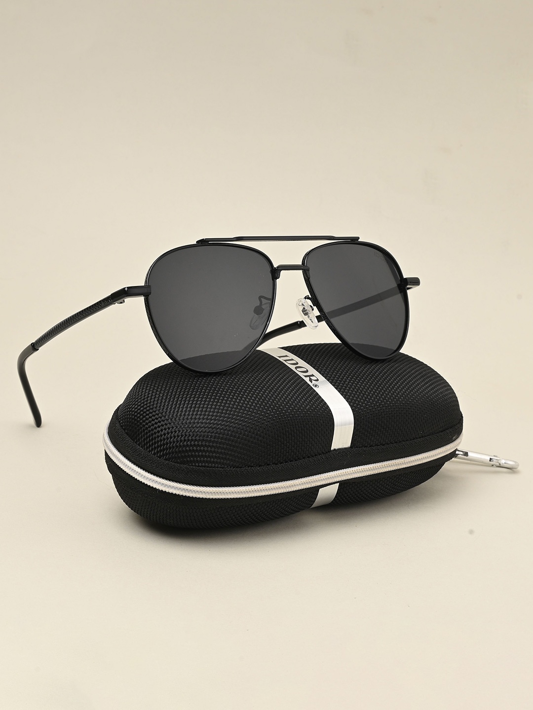 

IDOR Unisex Aviator Sunglasses with UV Protected Lens IDOR-2542-BLK, Black