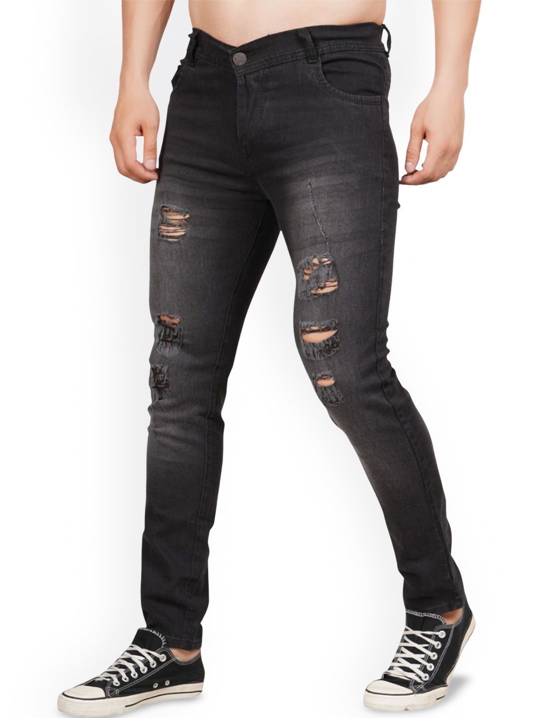 

LINARIA Men Classic Slim Fit Mildly Distressed Light Fade Jeans, Grey