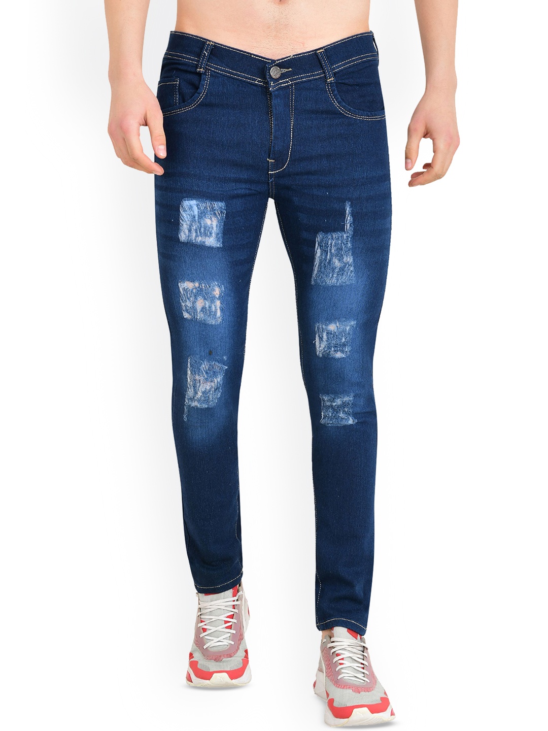 

LINARIA Men Classic Slim Fit Mildly Distressed Light Fade Jeans, Blue