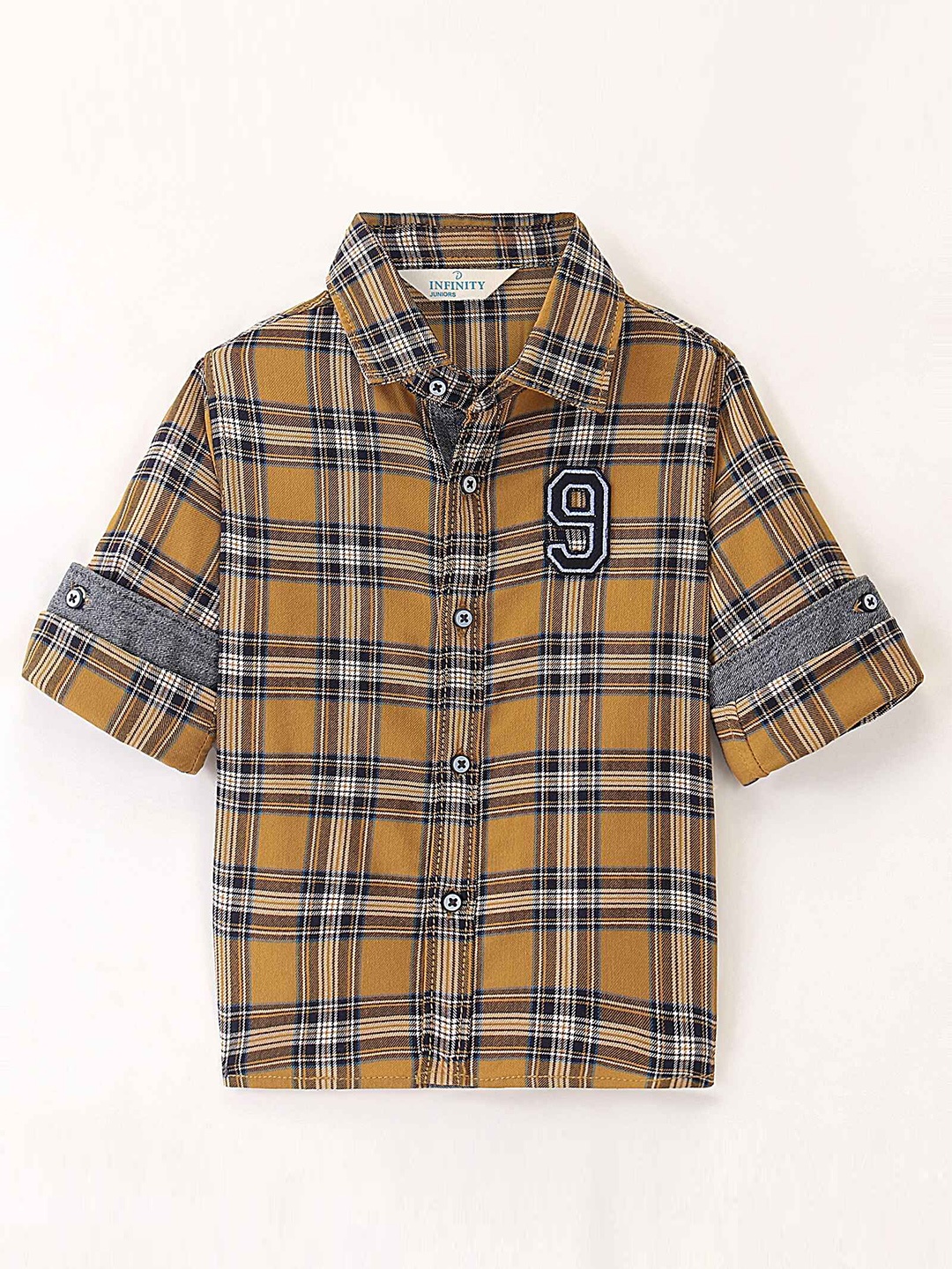 

Infinity Boys Tartan Checks Opaque Checked Casual Shirt, Mustard