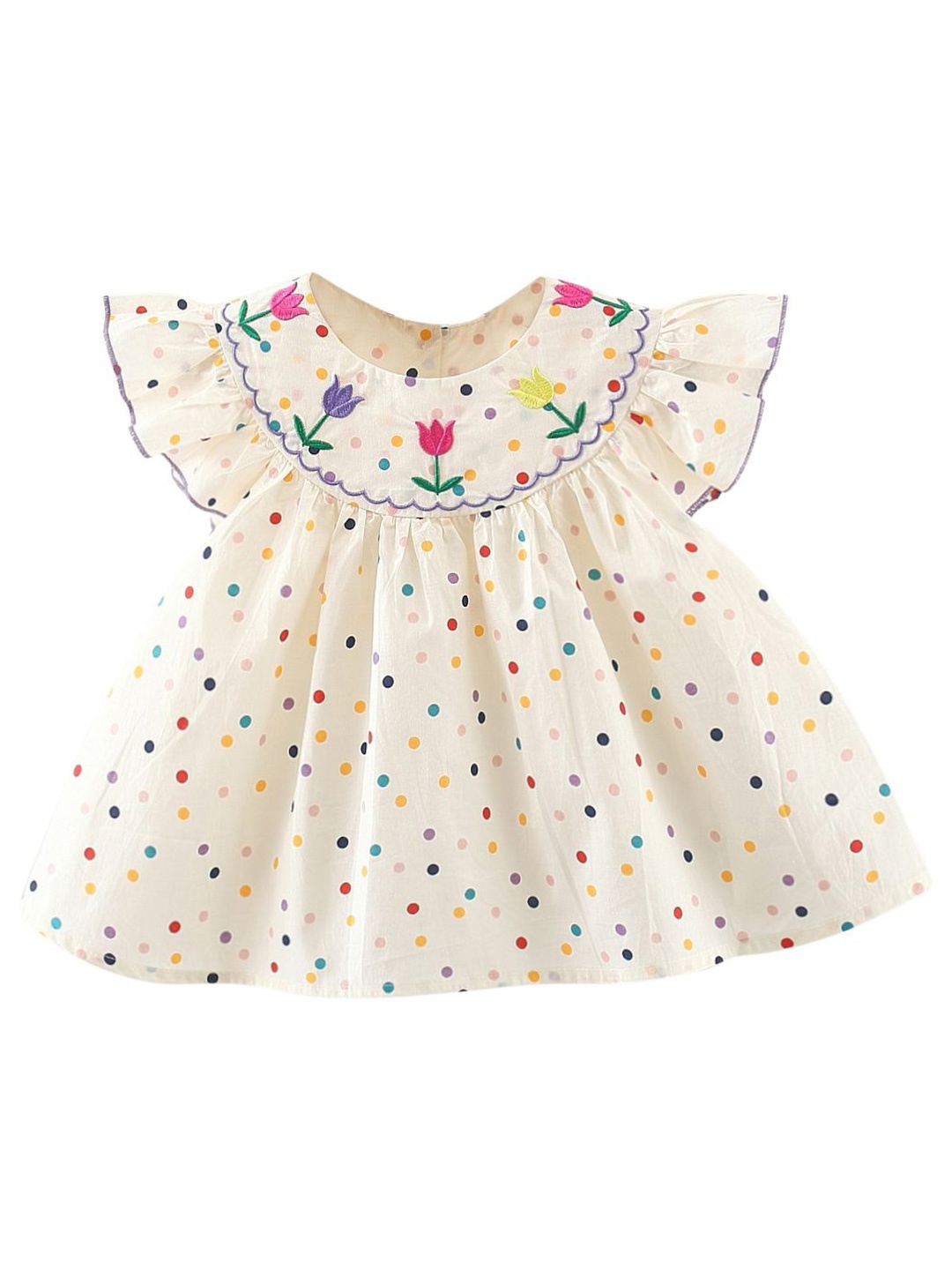 

StyleCast x Revolte Girls Polka Dot Printed A-Line Mini Dress, Off white